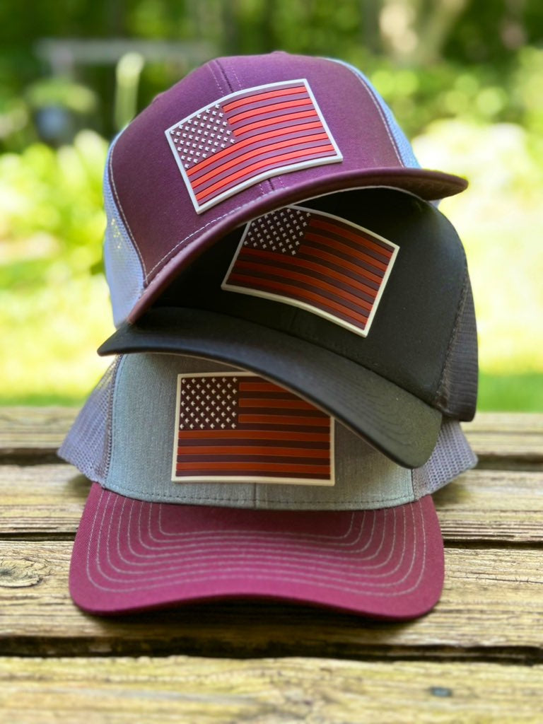 Turkey Tracks Maroon/Orange Flag Hat - Trucker/Dad Hat