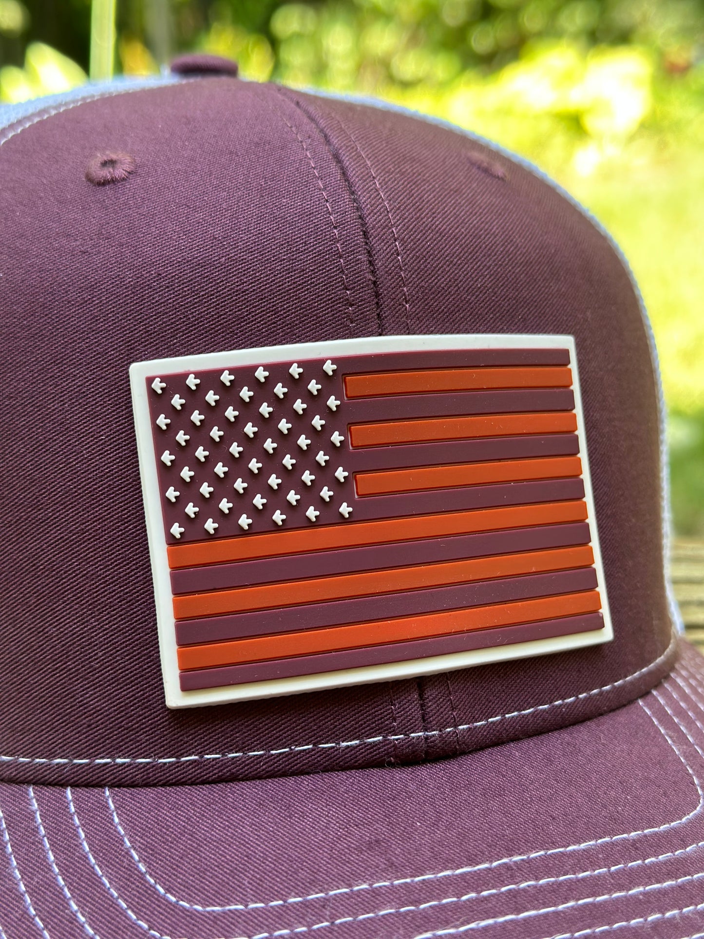 Turkey Tracks Maroon/Orange Flag Hat - Trucker/Dad Hat