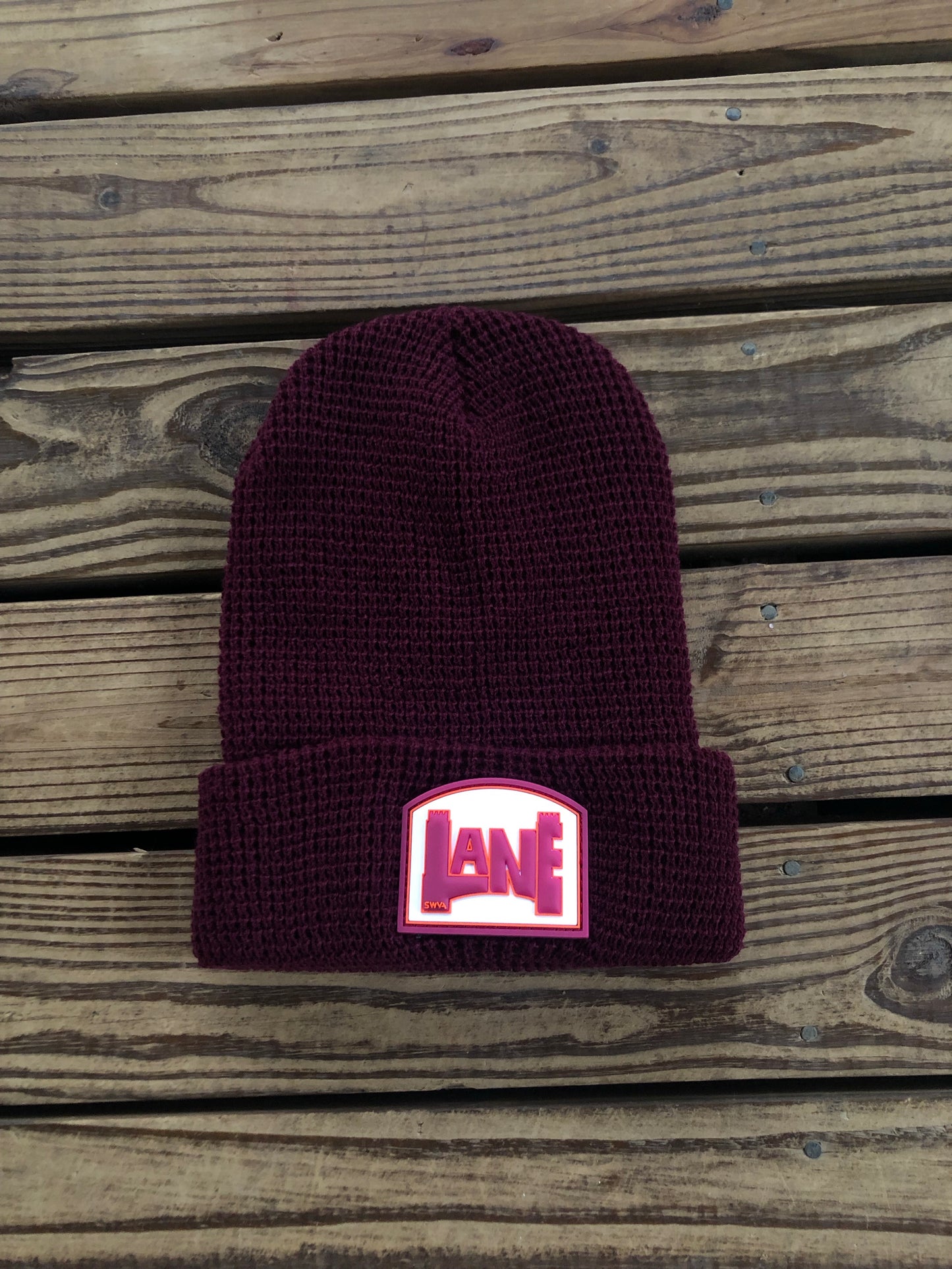 LANE Waffle Beanie - Maroon