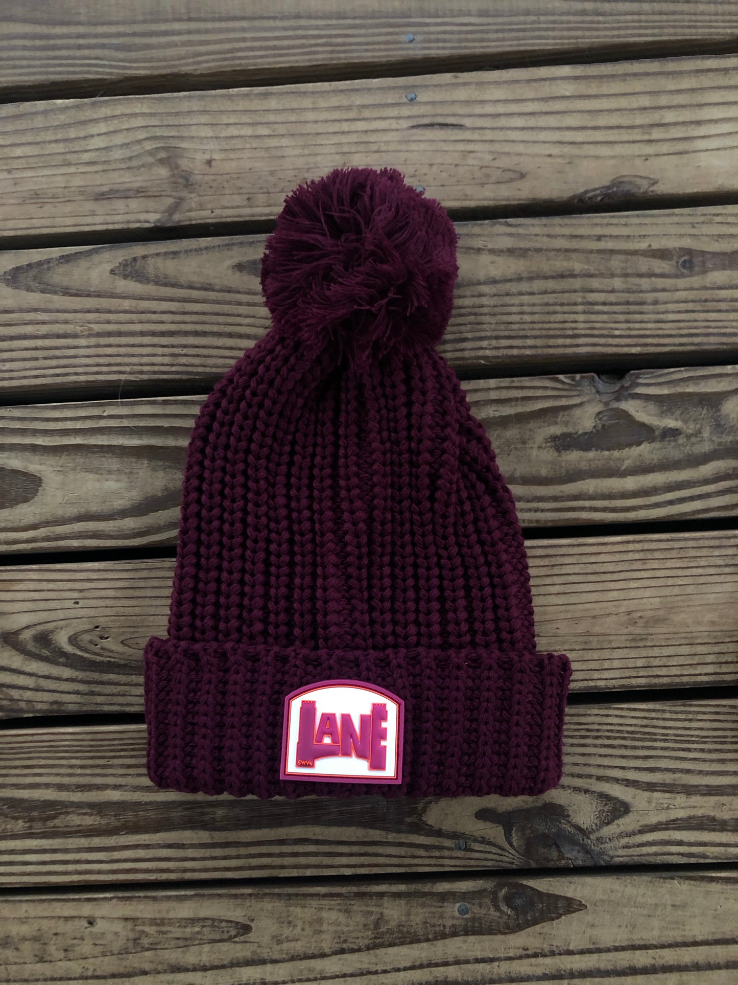 LANE Pom Beanie - Maroon