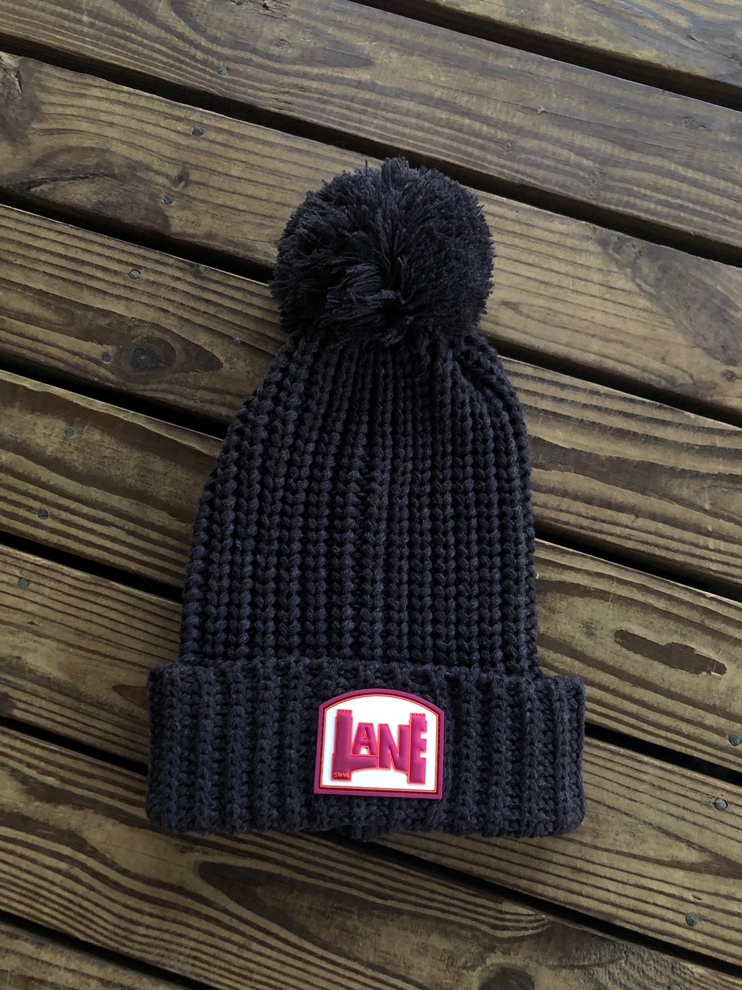 LANE Pom Beanie - Charcoal