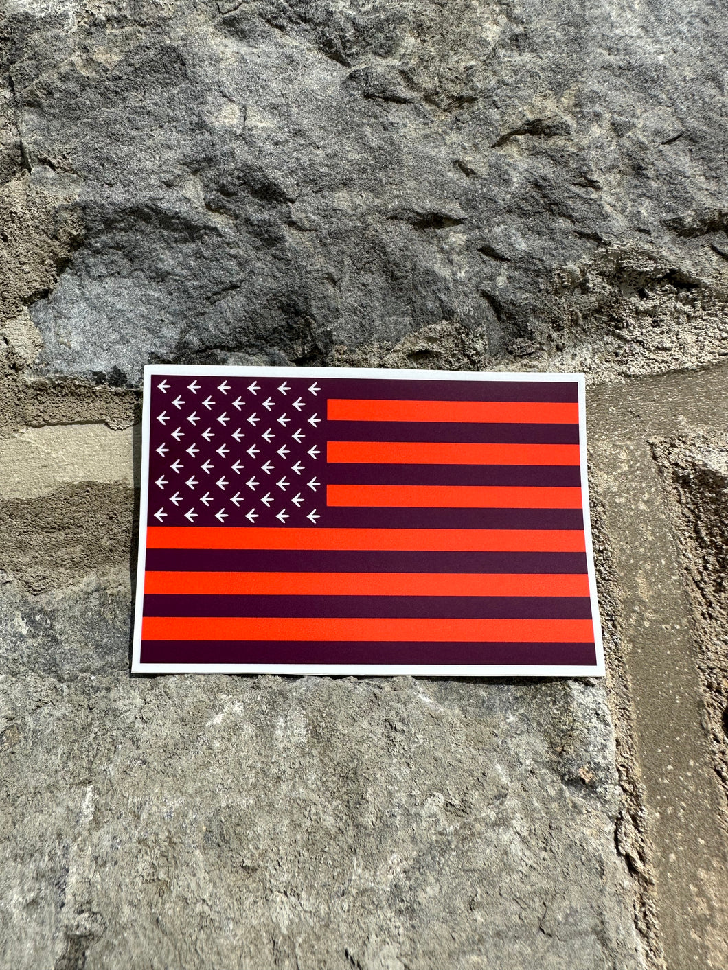 Turkey Tracks Maroon/Orange Flag Sticker