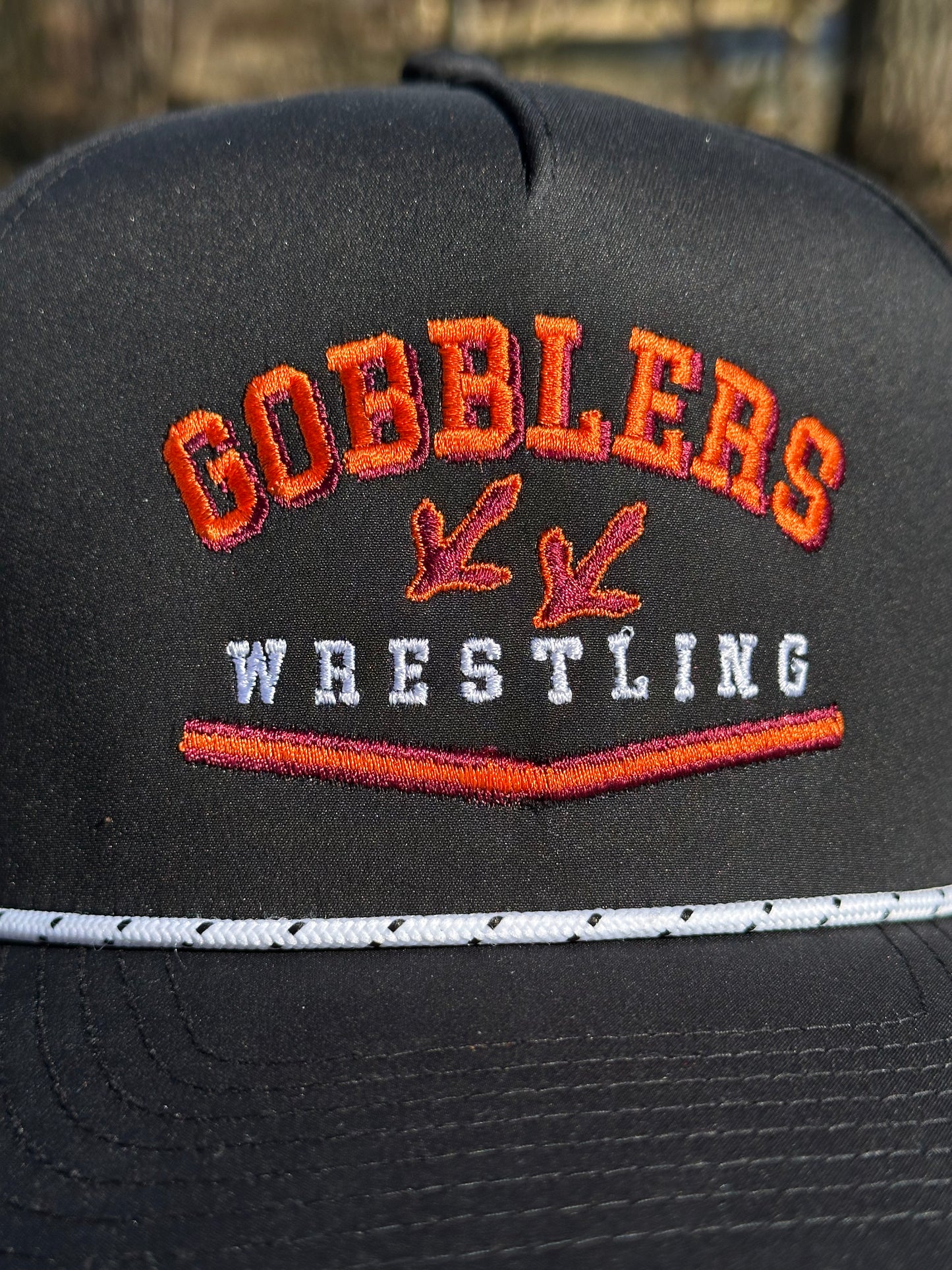 SOLD! - Gobblers Wrestling Performance Hat (Black/White Rope)