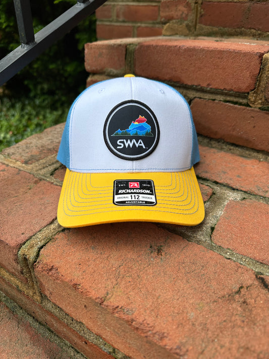 SWVA Trucker - White/Columbia Blue/Yellow