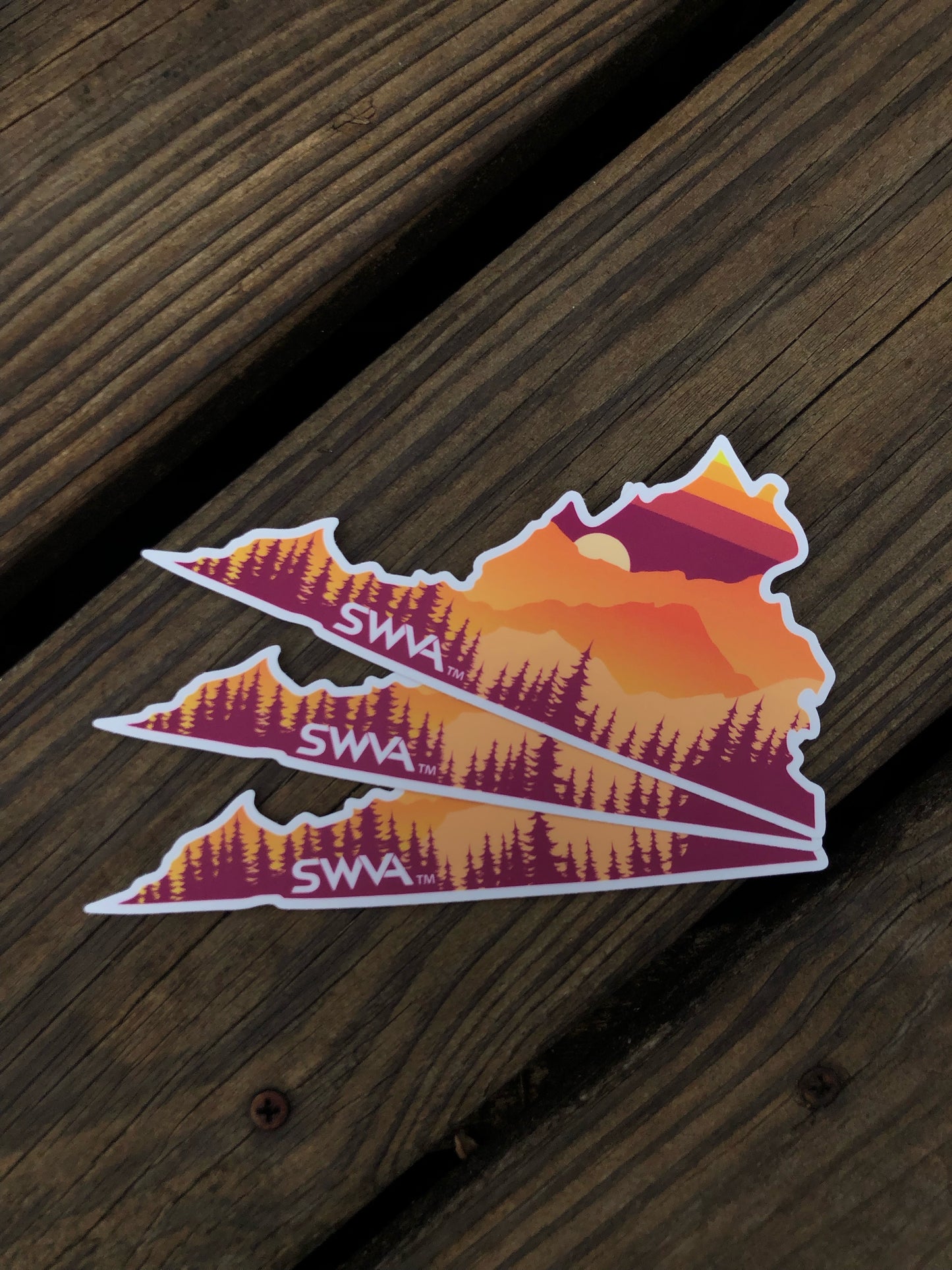 SWVA State Sticker - Maroon/Orange (Single or 3 Pack)