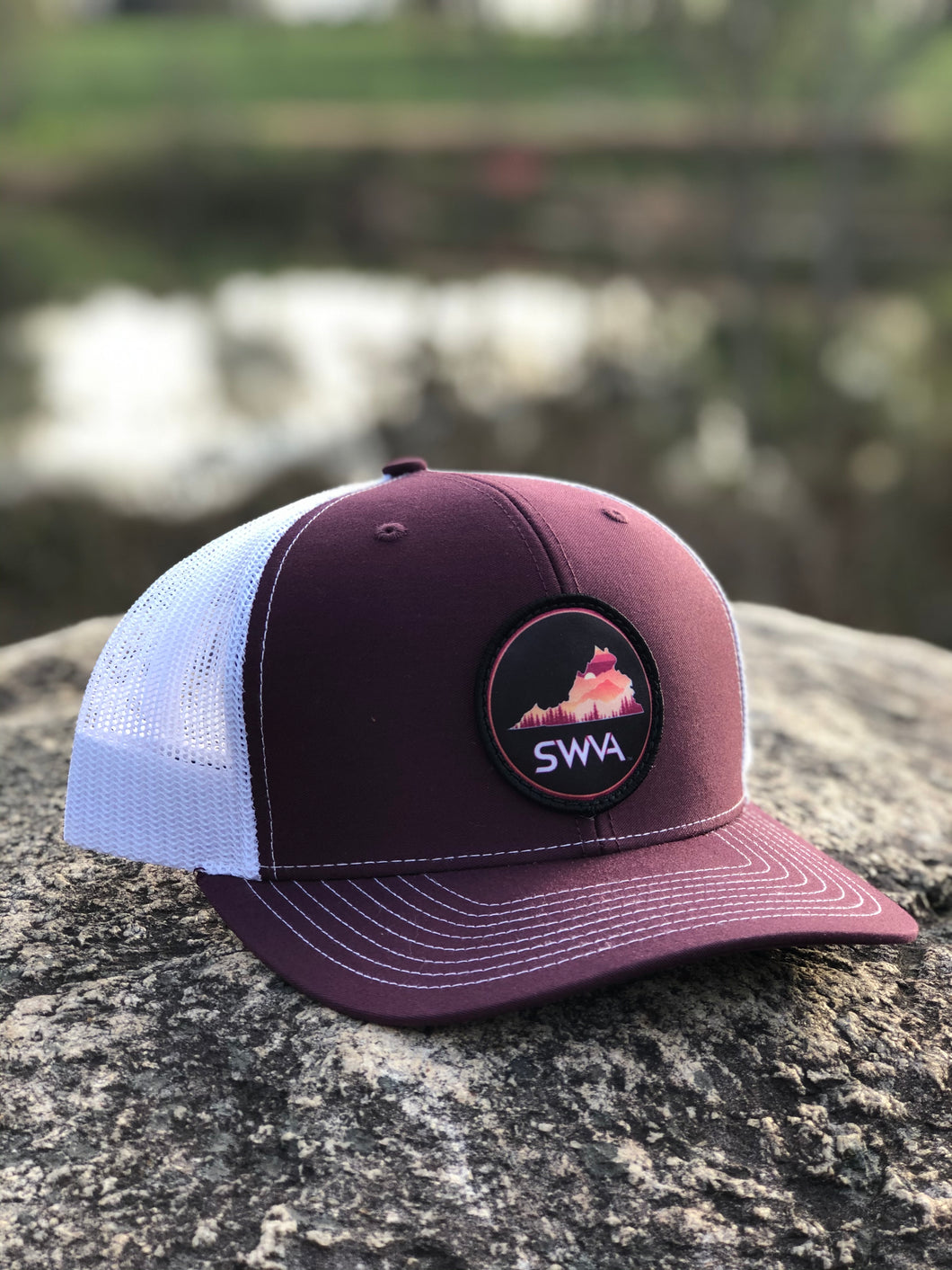 SWVA Trucker Hat (Maroon/White) - Maroon/Orange Patch